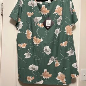 Green Floral Print Blouse